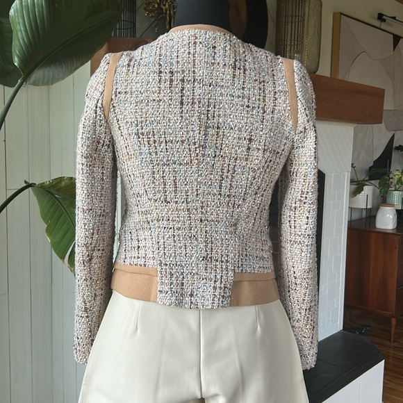 Elegant Tweed Jacket - Cream and Tan - Picture 8 of 15